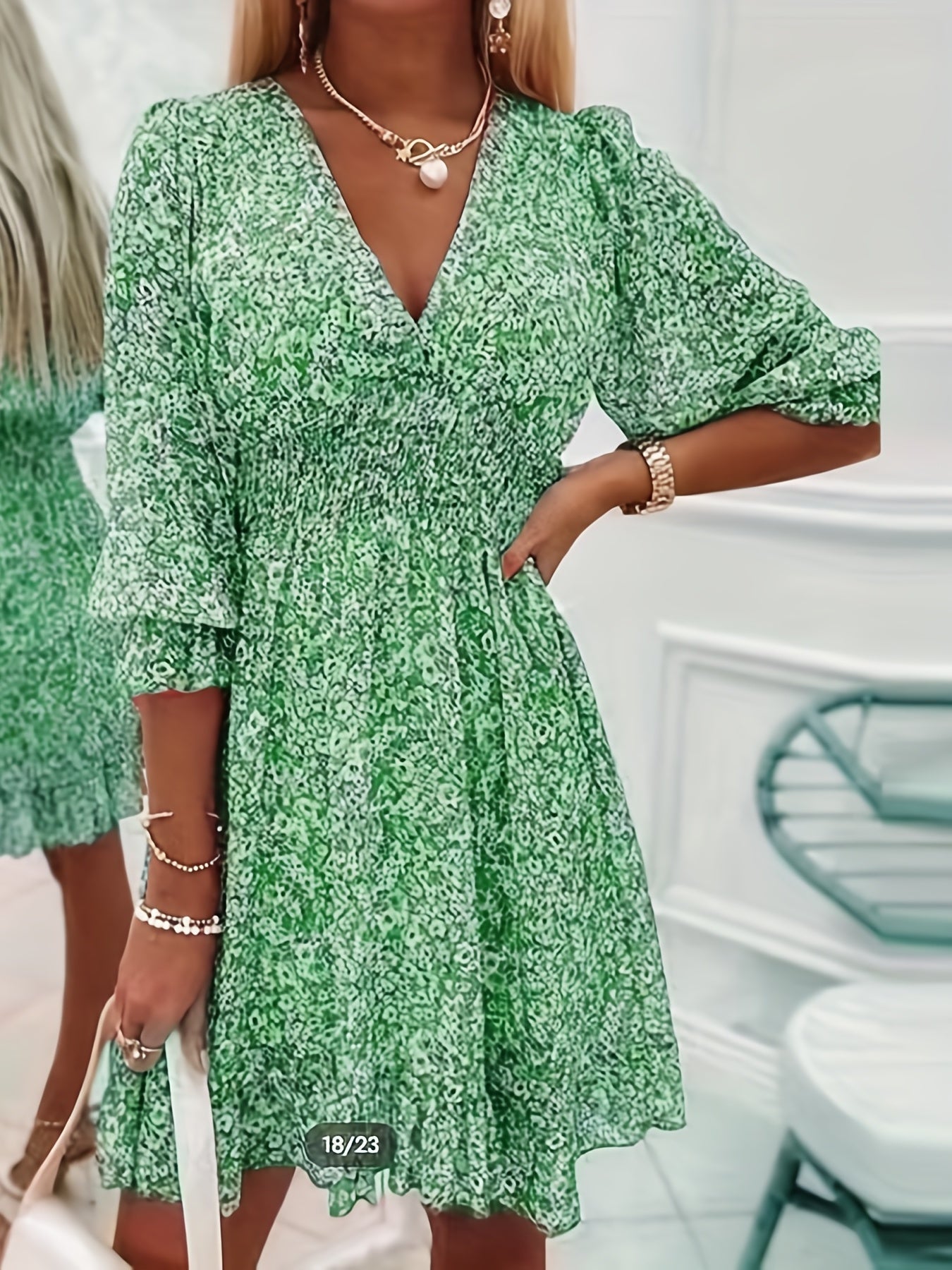 Floral Shirred Waist Dress