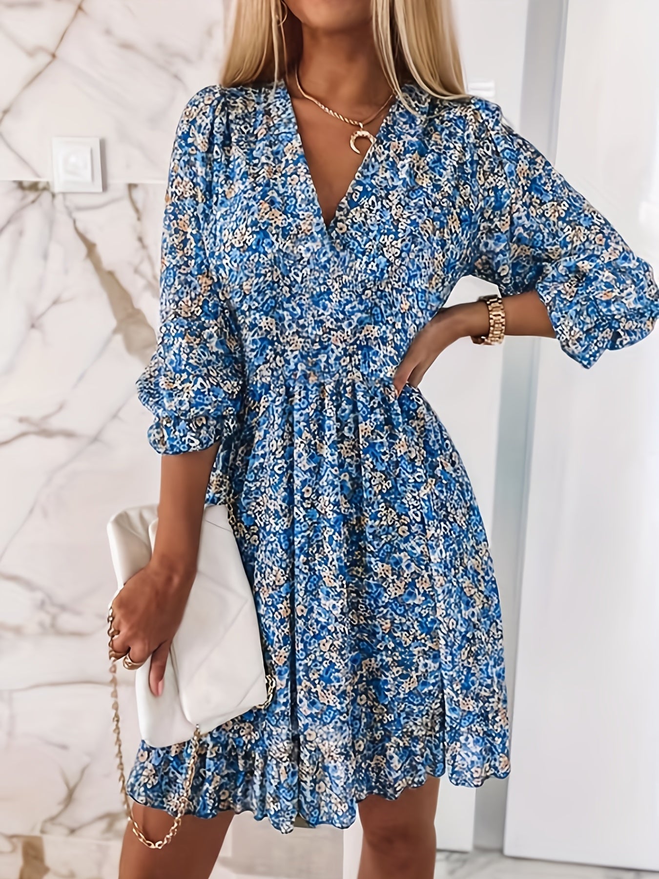 Floral Shirred Waist Dress