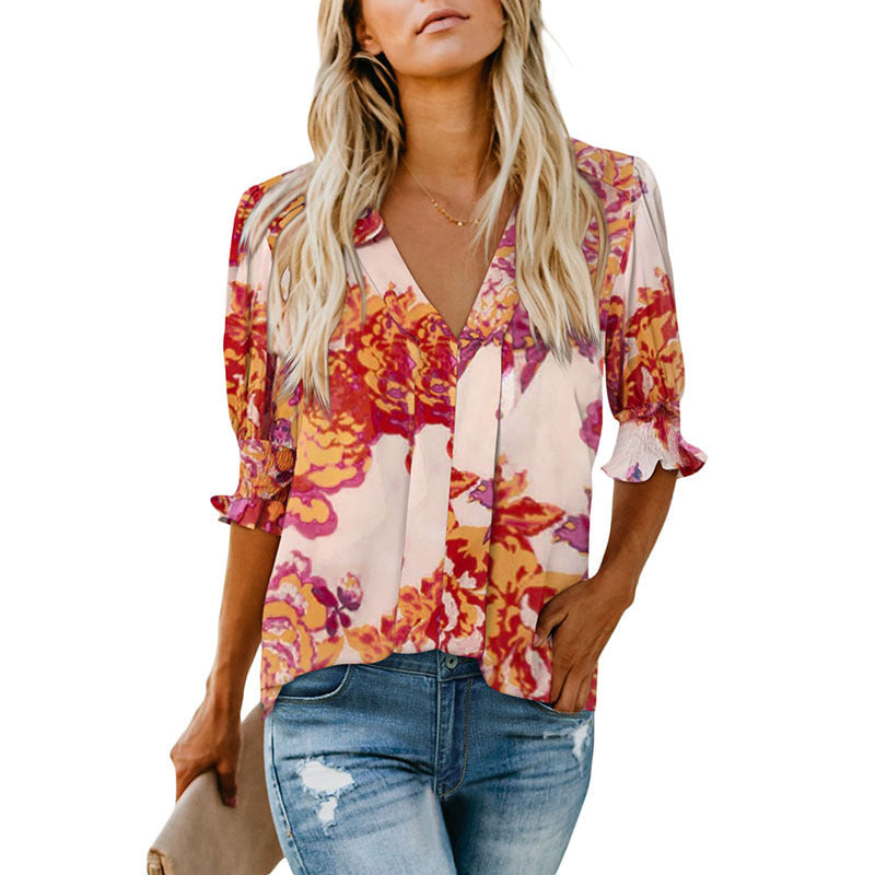MONICA™ – Chic V-Neck Blouse