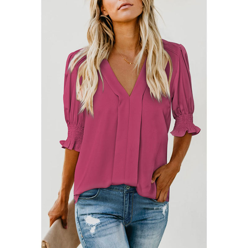 MONICA™ – Chic V-Neck Blouse