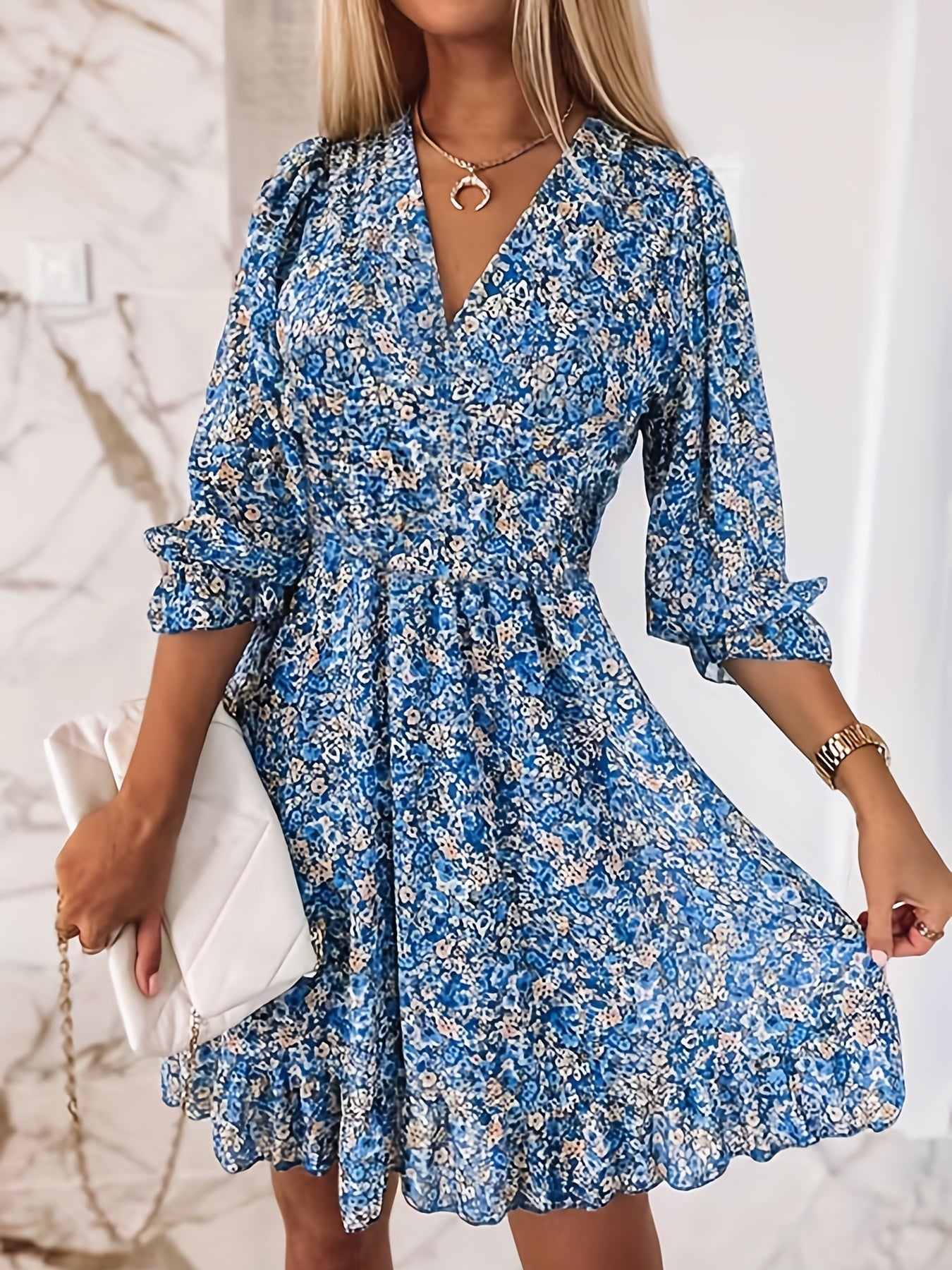 Floral Shirred Waist Dress