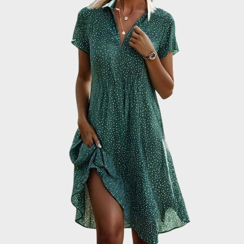 Janina™ - Robe midi à pois élégante et confortable